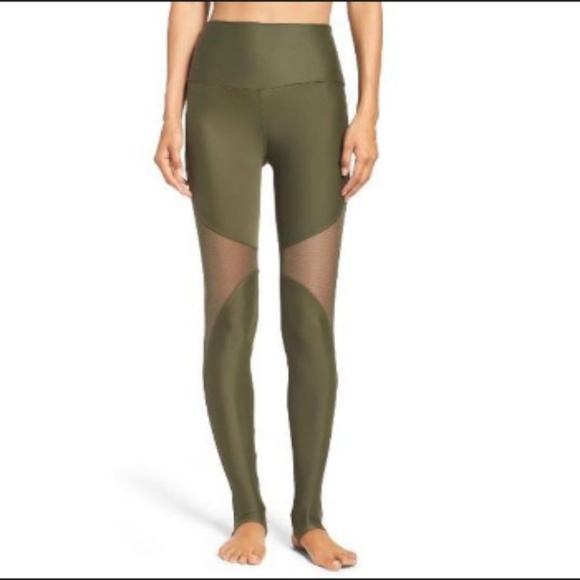 Onzie Pants - Onzie Olive Green High Rise Stirrup Leggings Mesh